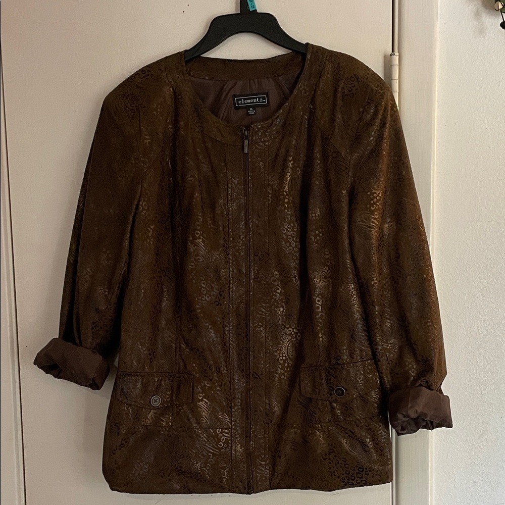Elementz Faux Leather Brown  Women's Jacket/Top XL